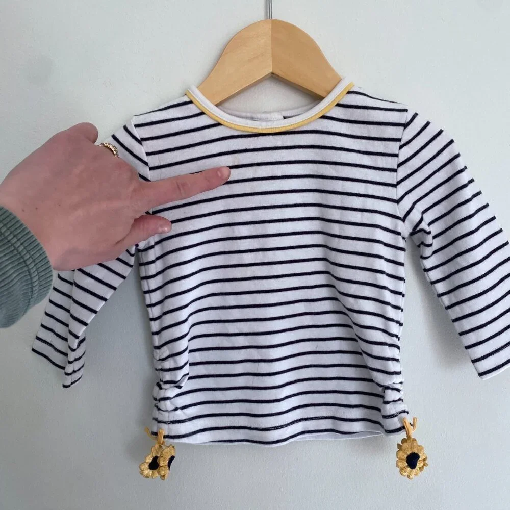 Vintage Gymboree Striped Shirt stripes with Sunflower Ties - 6-12M